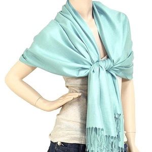 Falari Aqua Blue Imitation Pashmina Scarf  Wrap